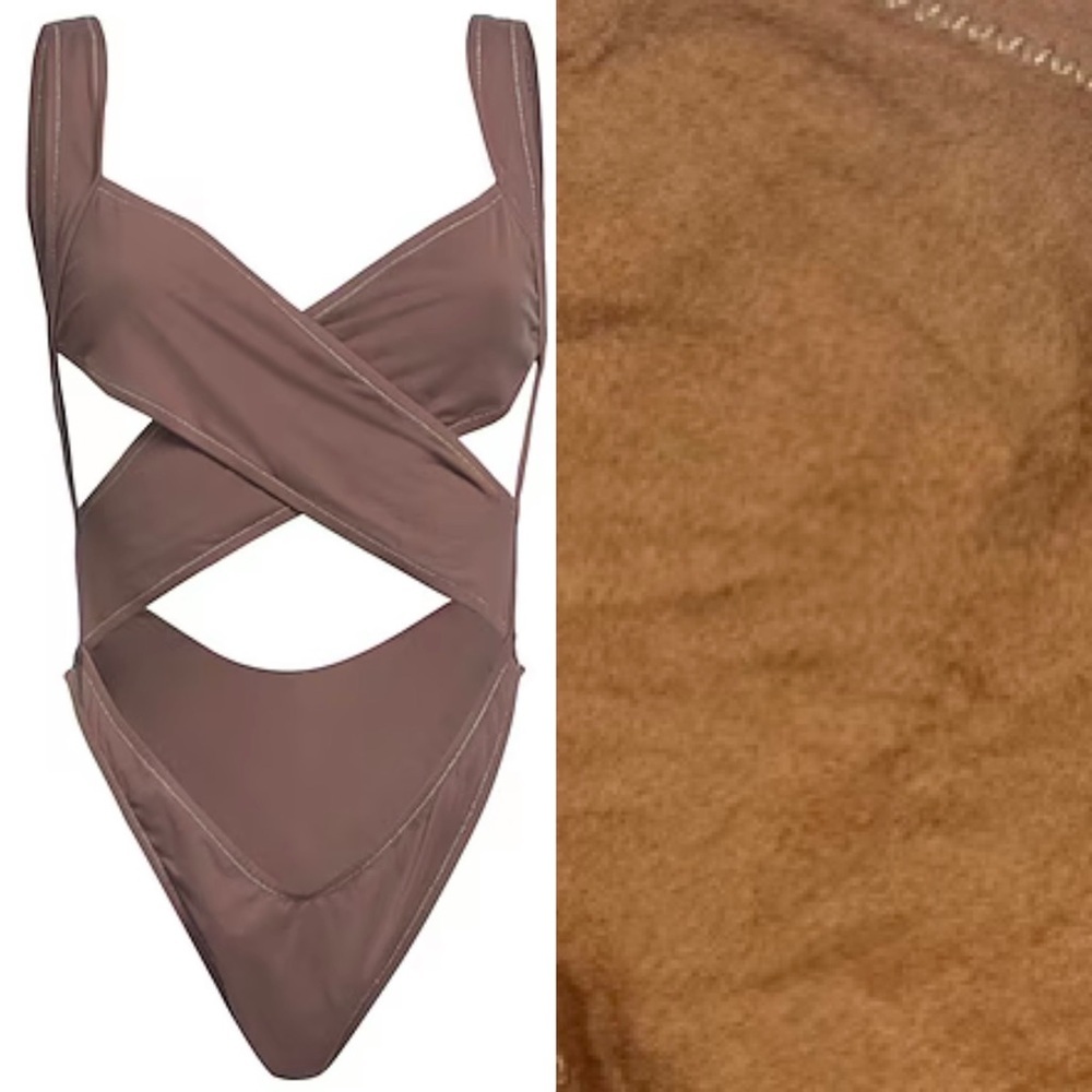 NWOT Reina Olga Suede effect exotica one piece swimsuit‎ M